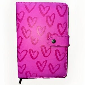 Fine Life Journal Leatherette Cover Magnetic Clasp 256 Pg Pink Heart Designs New